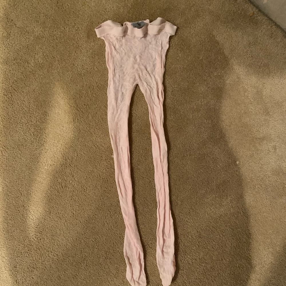 NWOT Pink Floral Lace Tights